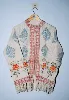 White  Cream Base with Blue Rust Orange Floral Print