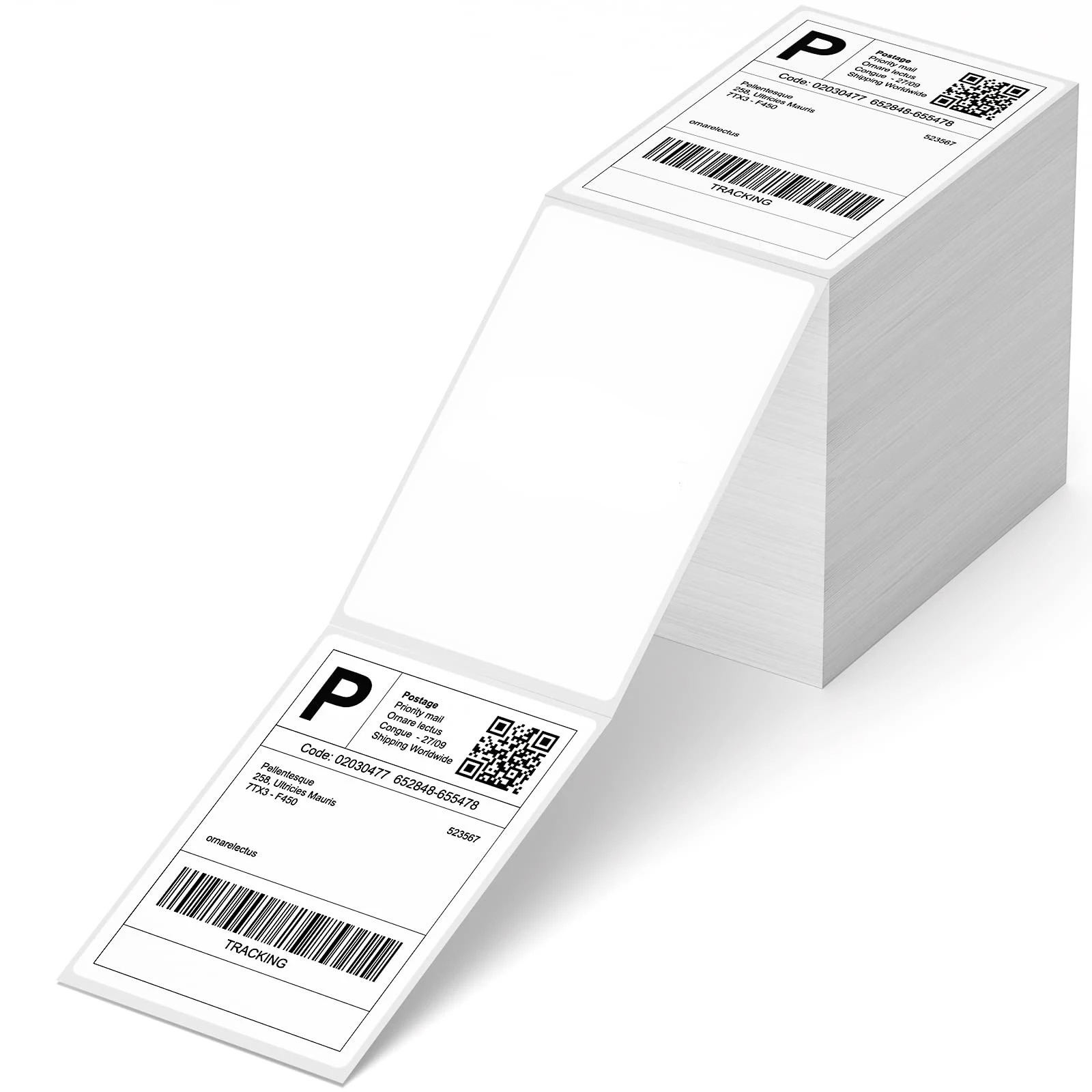 4 X 6 Direct Thermal Waybill Sticker Shipping Label Fanfold A6 Thermal Label for Printer 500 Labels Per Stack