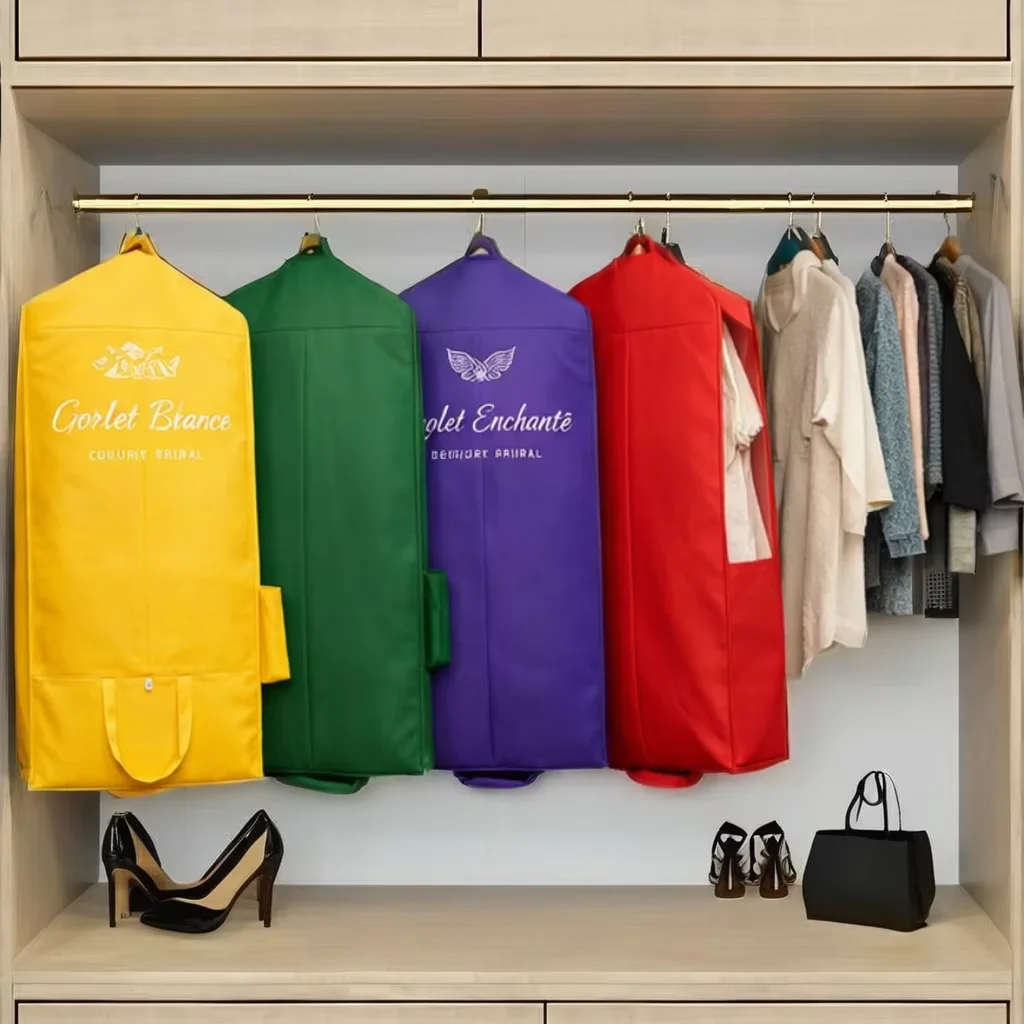 Wholesale Custom Logo Natural Cotton Eco Friendly Foldable Reusable Tote  Zip Lock Hanging Suit Cover Muslin Garment Bag Ribbon