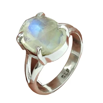 Rainbow moonstone rings solid fine 925 sterling silver jewelry wholesale prices bulk rings suppliers