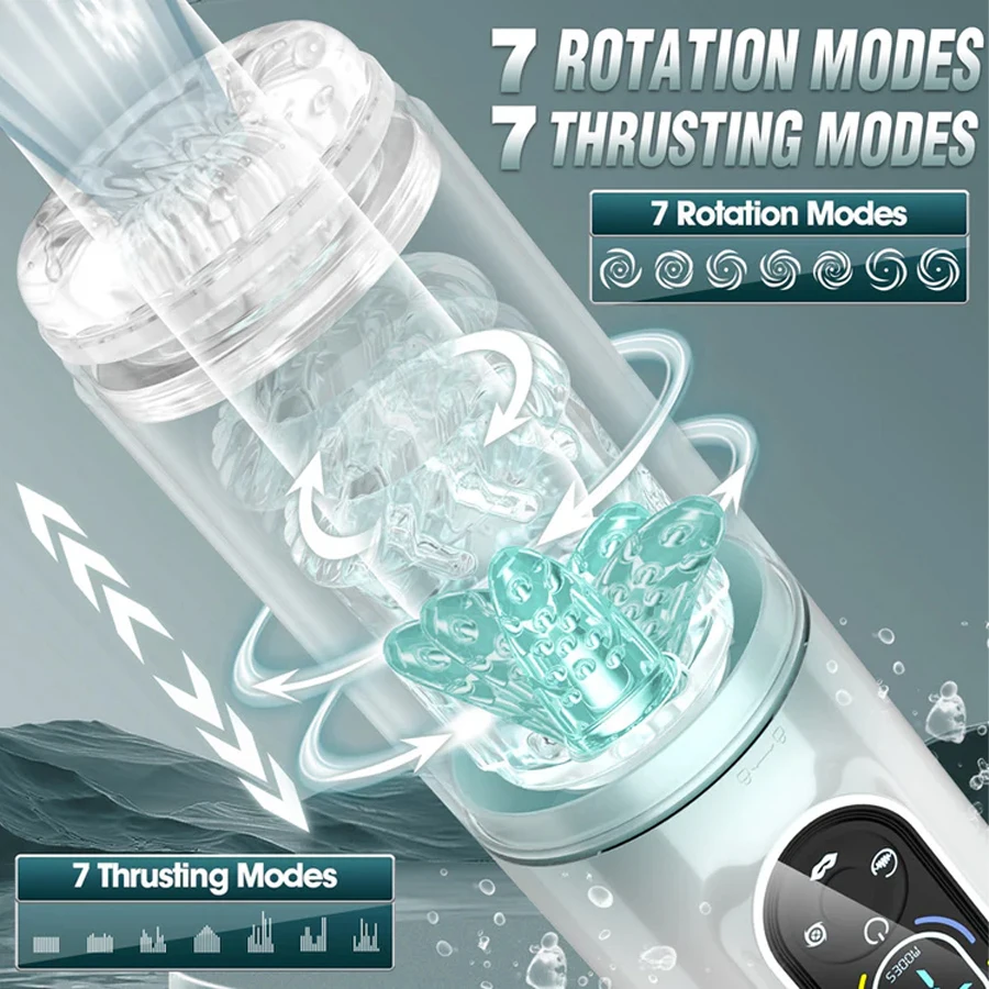 3 in 1 Thrusting Rotation Male Masturbation Toys Sucking Licking Automatic  Man Masturbator Cup Machine Sex Toys