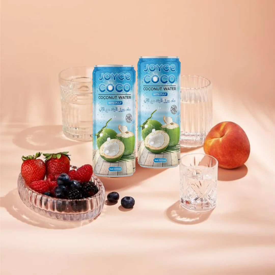 330ml JoyceCoco Coconut Water with Pulp From Interfresh Brand Viet Nam OEM and ODM Reasonable Prices.