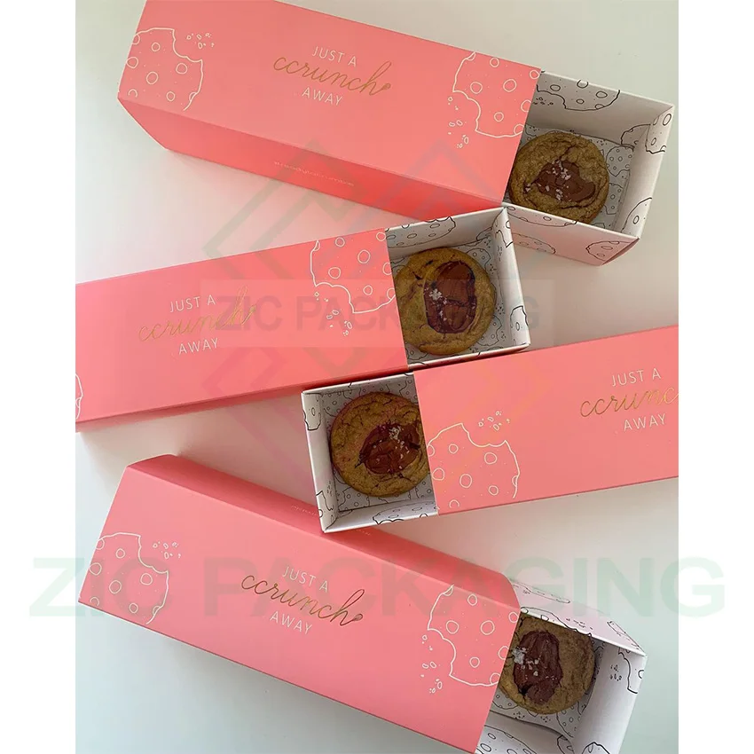 Eco Friendly Fast Food Cookies Slide Box Crepe Cake Bakery Chocolate Truffles Catering Paper Box Packaging with Insert Sauce Dip