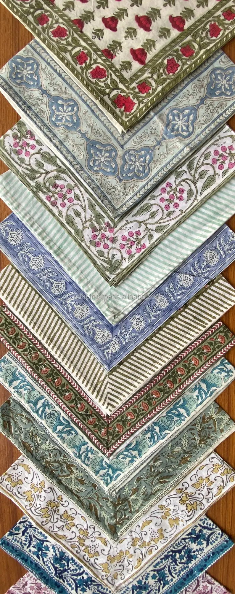 New Mix Match Trendy Assorted Border Cotton Cloth Block Print Napkin   Sa18c8d40a4c54df589e878987bd8dd44Z 