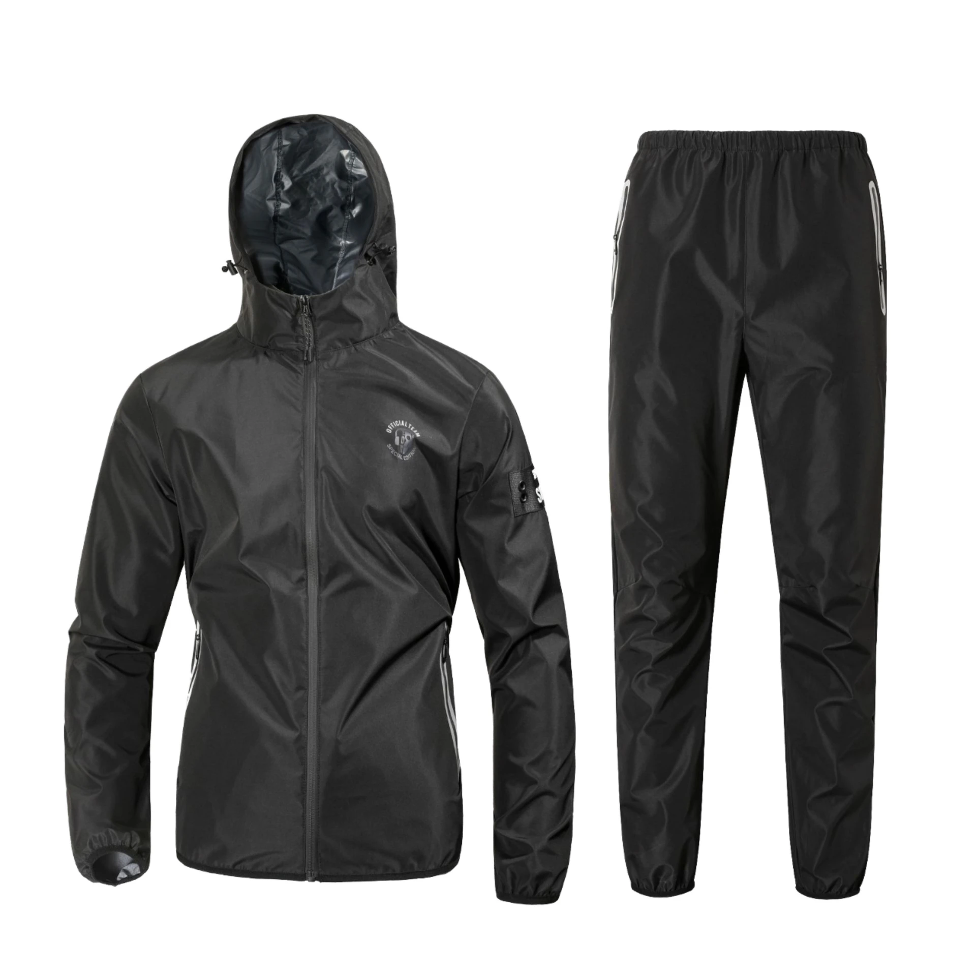 Custom Logo Polyester Workout Sweat Suit Long Sleeve Sportswear for Boxing Running Home Gym Sauna Training & Weight Loss Suit