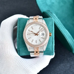 New High-quality Diamond-set Moissanite Waterproof Men's Mechanical Watch Retro Stainless Steel Business Automatic Fashion Watch