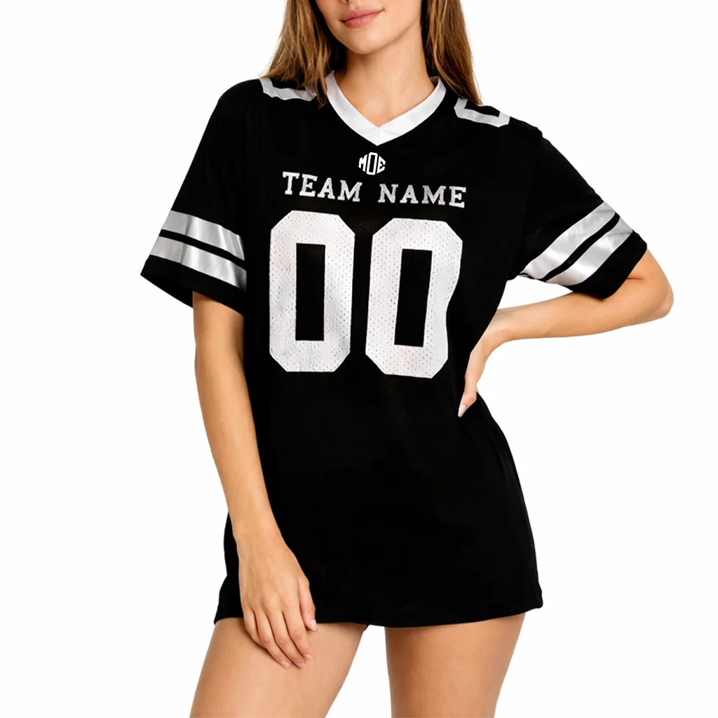 black football jersey dress Stand Out on Game Day with the Black Sequin Football Dress M