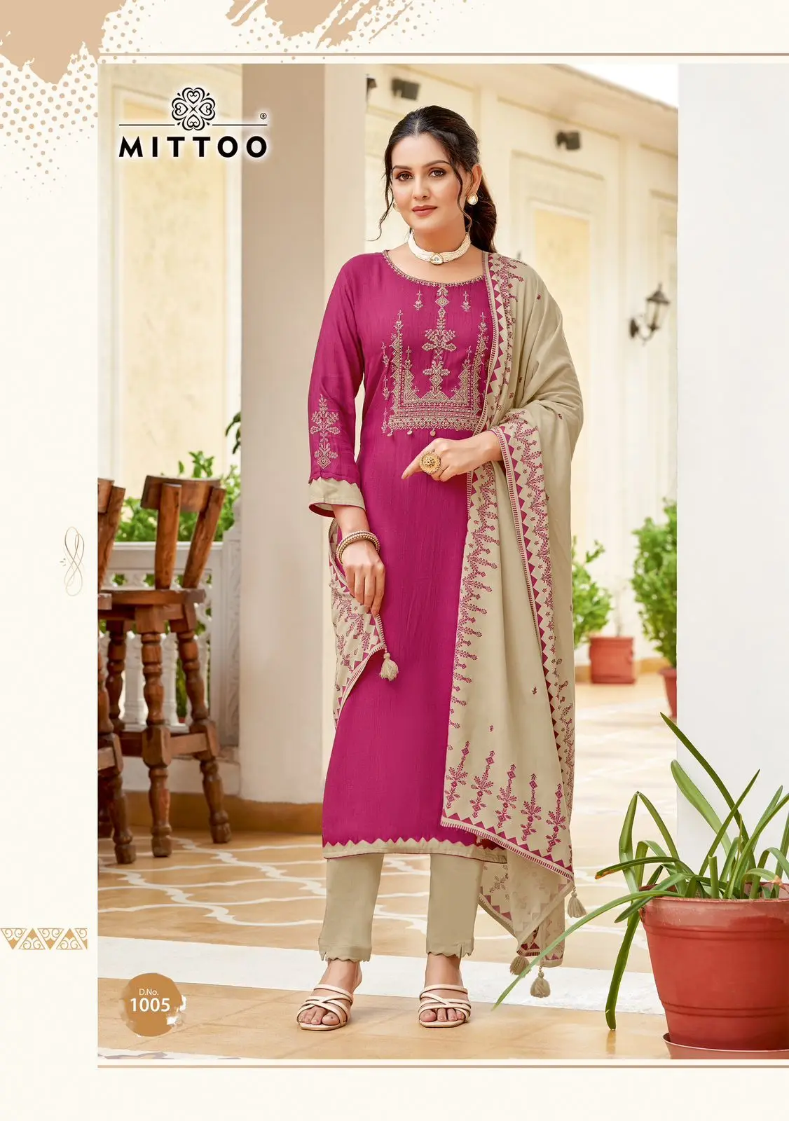 Designer Rayon Weaving Print Wedding Dress Set Embroidered Kurti Pant and Dupatta for Indian & Pakistani Culture