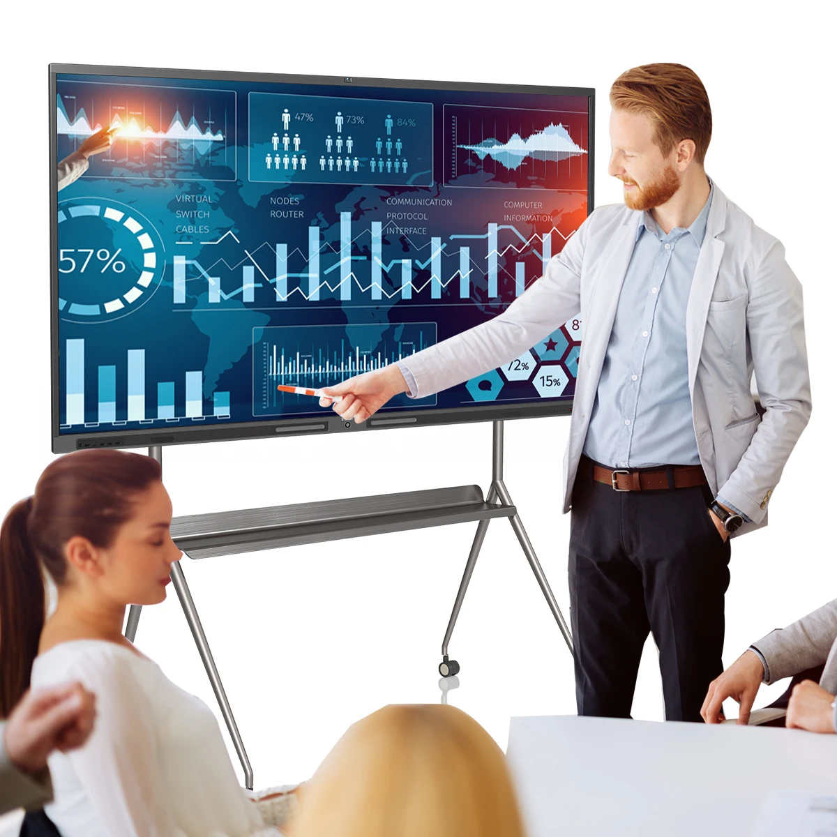 86 дюймов инфракрасный сенсорный экран с разрешением 4k ЖК-дисплеем 10 точек касания емкостный экран-в-одном: высокотехнологичная Интерактивная ТВ доски для