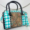 Teal & White Checkered