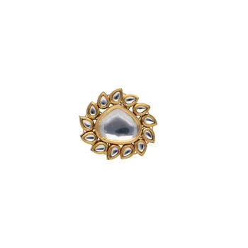 New Design Kundan Finger Ring Finish Traditional Finger Rings Plated Rings in Gold Wholesale Indian Women's White CLASSIC Alloy