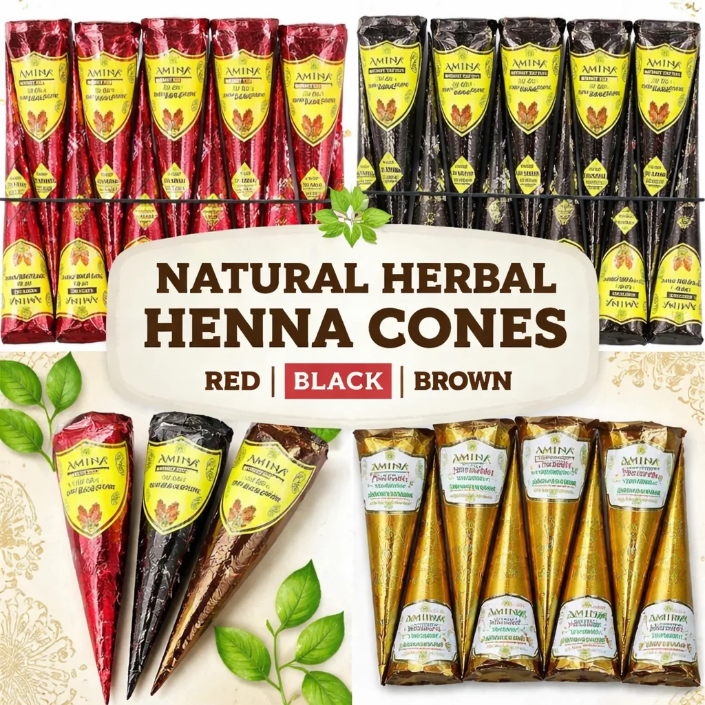 Amina Henna Cones Easy Apply High Quality Herbal Material Red