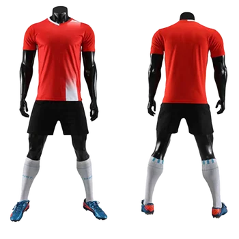 Ready to Ship Mesh Football Uniforms Shirts Soccer Jerseys Sets for Team Scrimmage Quick Dry Athletic Shorts Personalized Logo