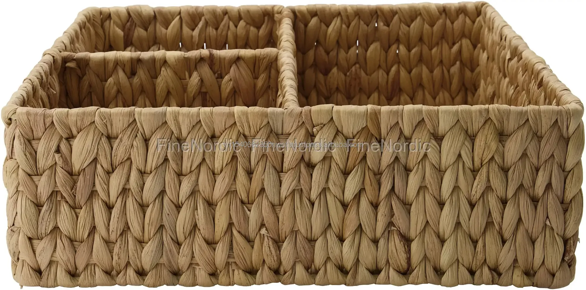 Water Hyacinth Sectional Caddy Handcrafted Cutlery Divider Basket