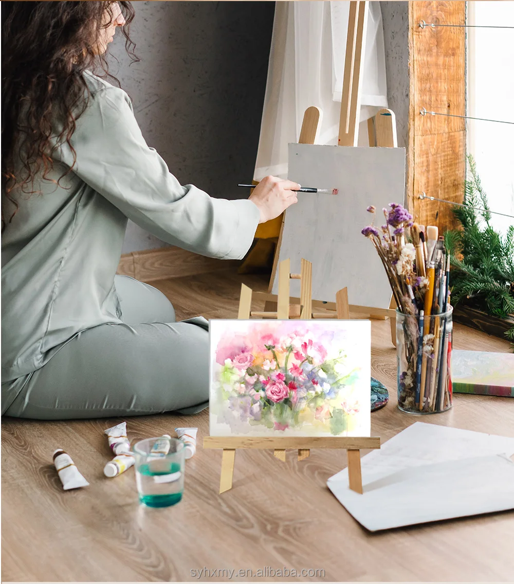 Desktop Easels 30cm Pine Wooden Triangle Art Easel Adjustable For Kids