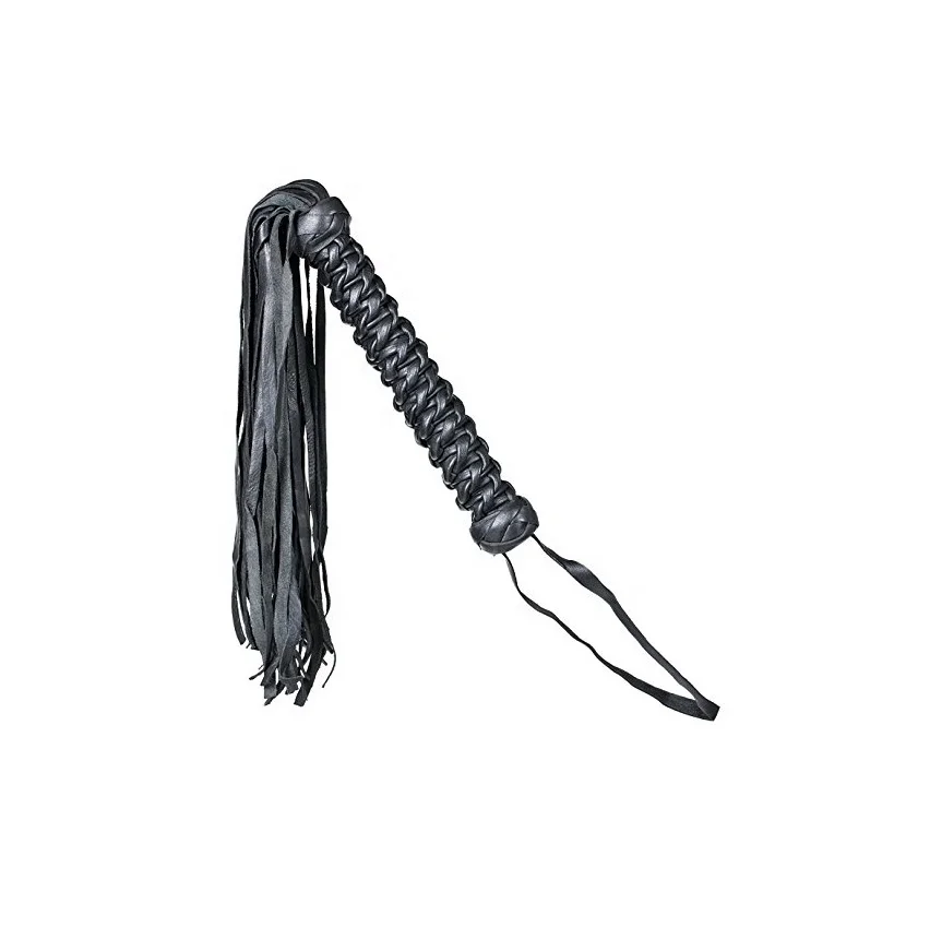 High Quality Custom Leather Flogger Whip With Wooden Handle and Fringes Wholesale for Bondage Gear