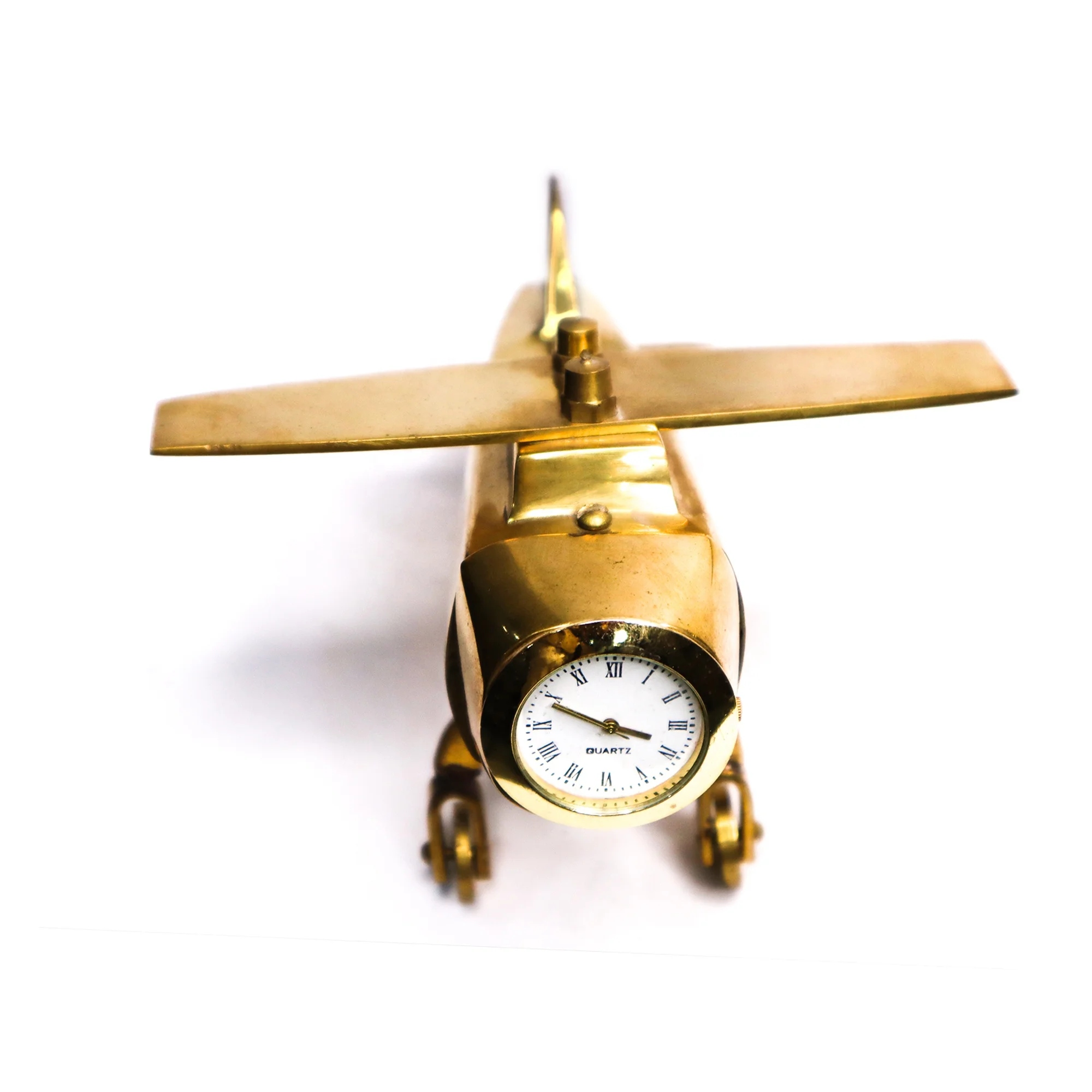Timex - Collectible Mini Brass Airplane Clock, Desk Paperweight