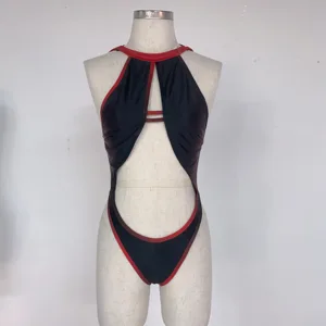 MLY Women's High Leg Round Neck One Piece Swimsuit Solid Print Bikini for Adults