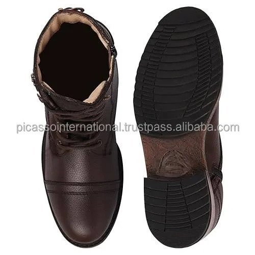 Supplier of Excellent Quality Customized Logo Modern Design Casual Wear Shoes Men's Genuine Leather Boots at Reliable Price