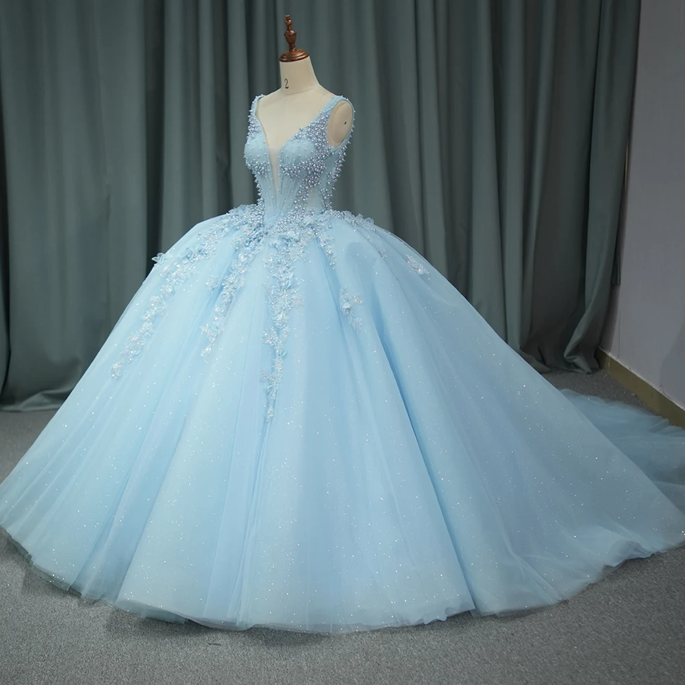 blue floral bridal dress Zapakasa Women White Blue Flower Off The Shoulder Long Bridesmaid Dress  with Ruffles Boho Chiffon Wedding Guest Dress main image 1