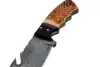 Amber Brown Carved Bone and Black Handle