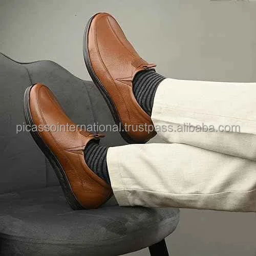 Eye Catching Design Customized Logo High Quality Formal Casual Office Party Wear Men's Genuine Leather Shoes from India