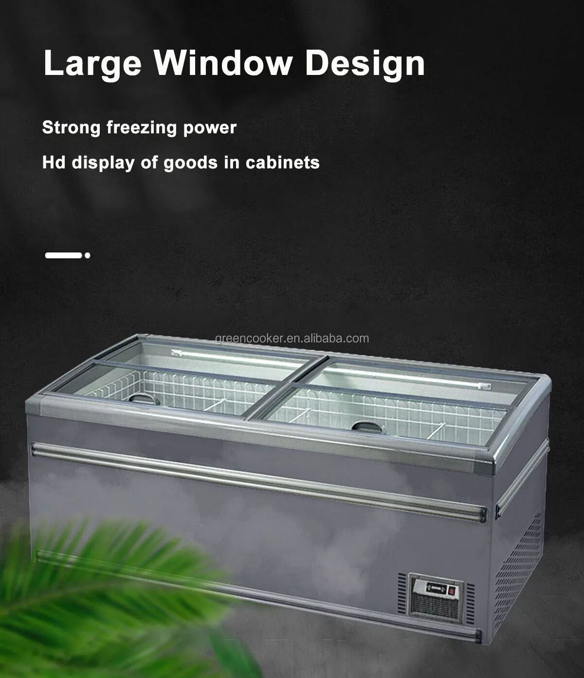 850l Supermarket Ice Cream Freezer Sliding Glass Door Deep Display