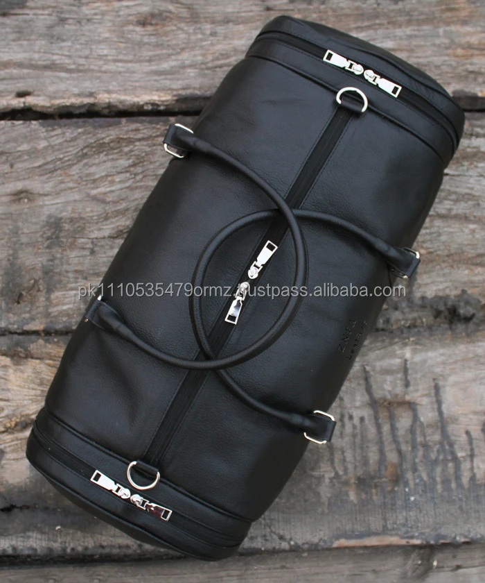 Luxury Black Leather Travel Duffle Bag Original Cow Leather Weekender