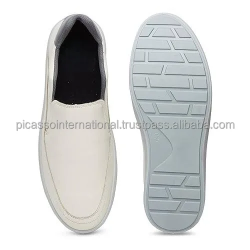 Superior Quality Classic Design Comfort Fashion Walking Flexible Business Work White Color Genuine Leather Loafer Shoes