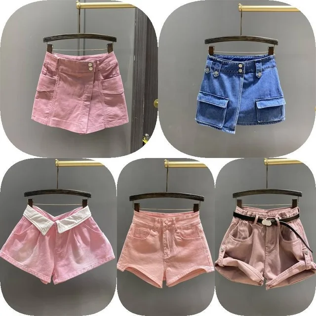 High Quality High Waist Women's Jeans Short Custom Ripped Summer Casual Loose Straight Hot Shorts Washed Blue And Black Denim