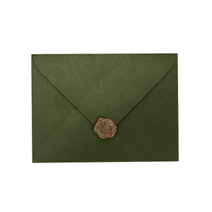 Best Wishes Custom Green Cardboard Recycled Envelope Letter Premium Envelope with Invitations Greeting Cards Paper Envelopes