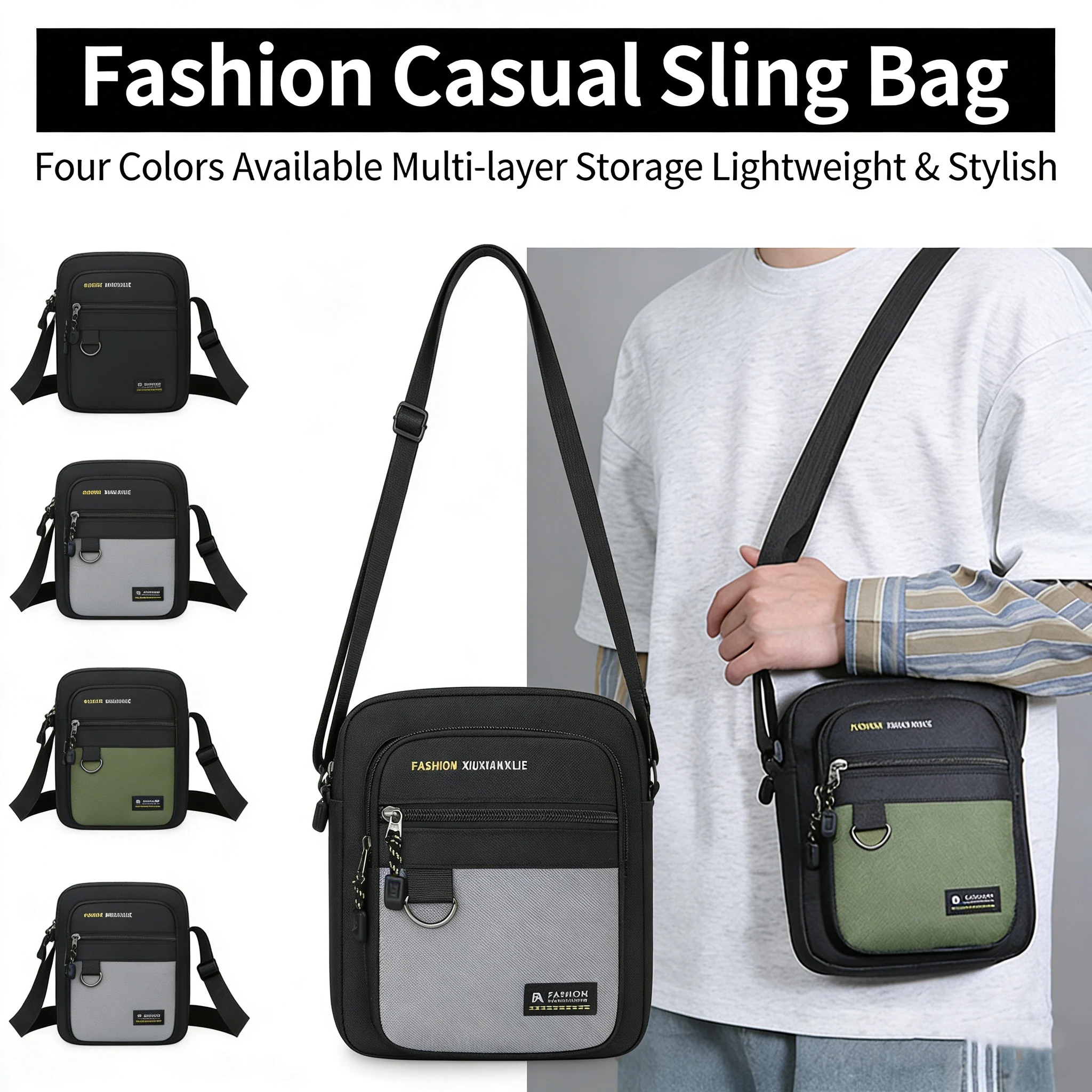 Custom Men's Minimalist Chest Waterproof Outdoor Backpack Geometric Patterned Sling Unisex Softback Compatible Shoulder Bag