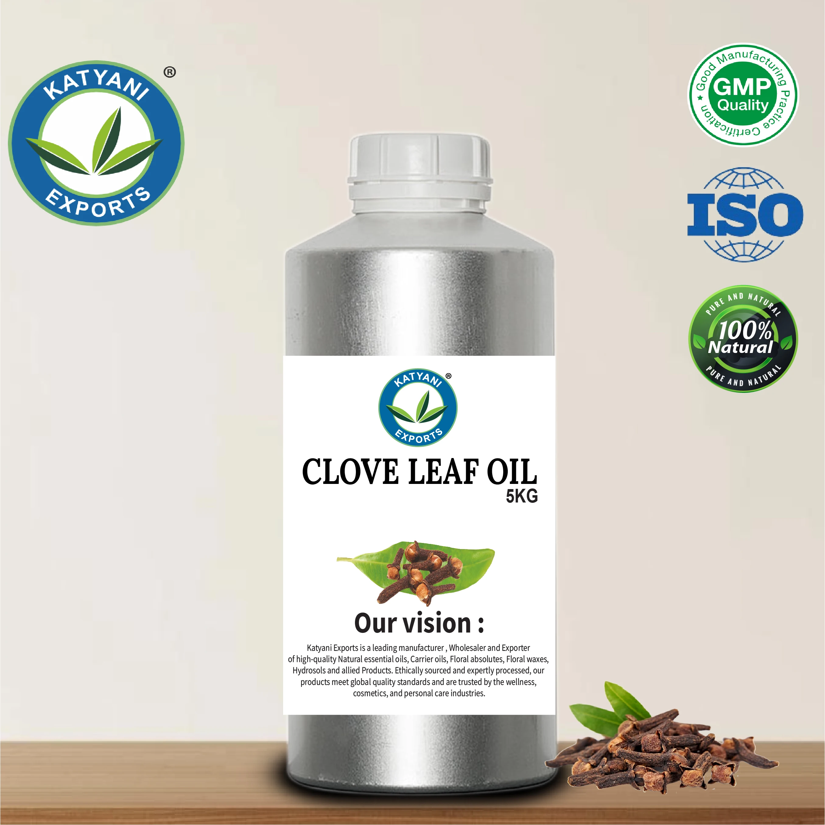 100% Pure & Natural 1 KG Clove Leaf Essential Oil Syzygium Aromaticum Steam Distilled - For Cosmetics Formulations - From India