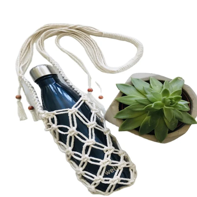macrame water bottle bolsa