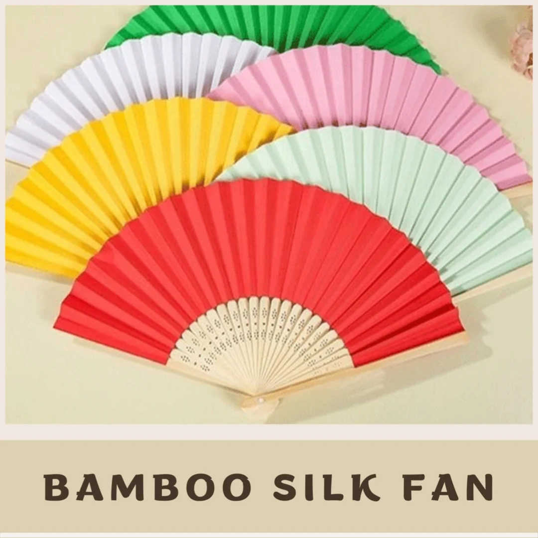 Custom Designs Folding Handheld Bamboo Paper Silk Fan Handicraft For