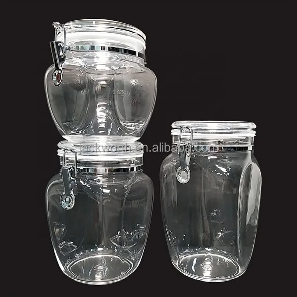 Acrylic Canister With Clamp Lid Airtight Container Buy Walnut Design