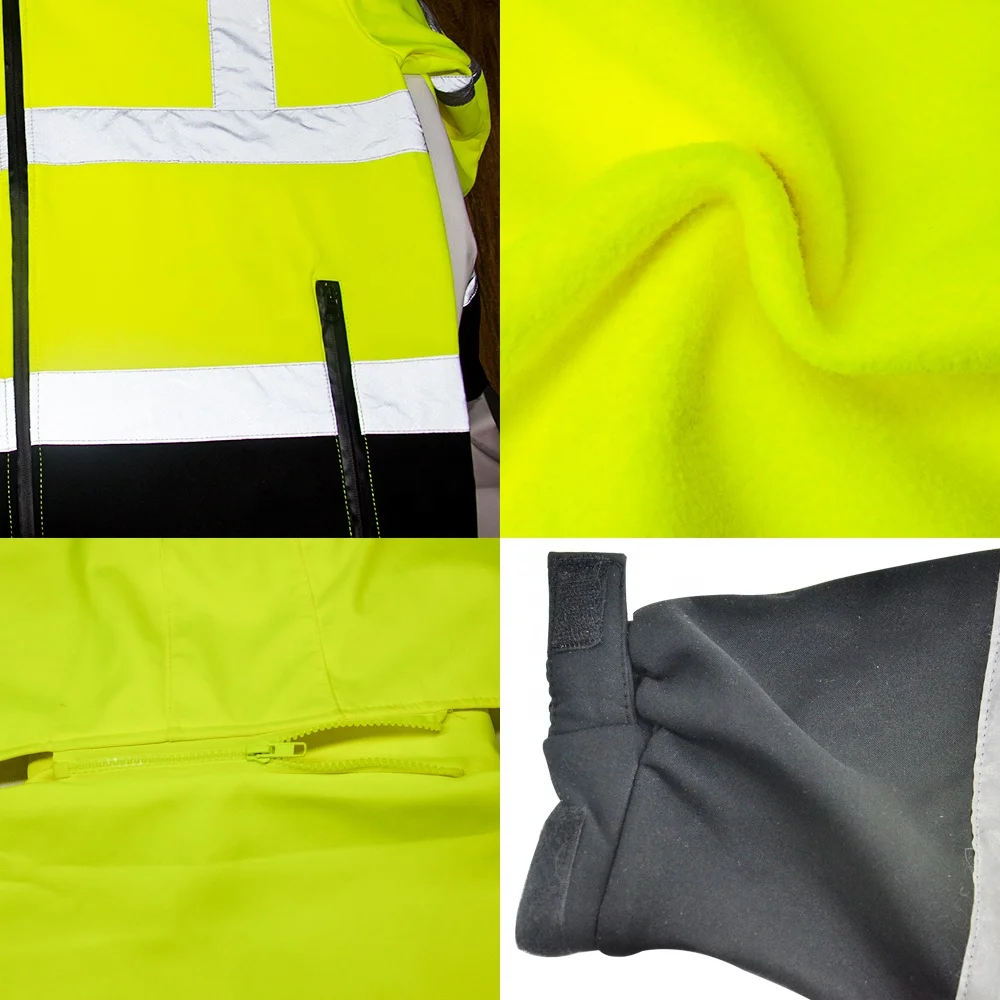 Waterproof Lightweight SoftShell Reflective Hi Vis Construction Safety Jacket for Men