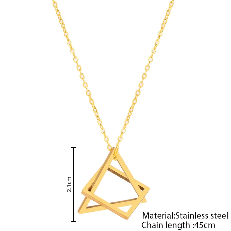 Geometric Square Triangle Stainless steel Necklace for Men Women Trendy Pendant Chains Simple Personality Clothing Accessories