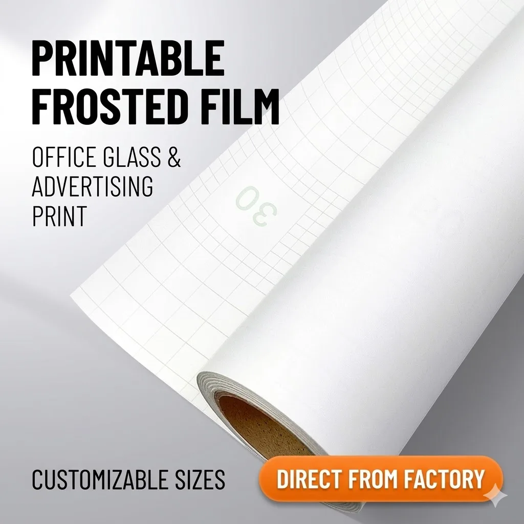 WF1212- Factory Matte Frosted Privacy Vinyl Roll Printable Film High Privacy for Commercial Glass Partition Bulk  Available