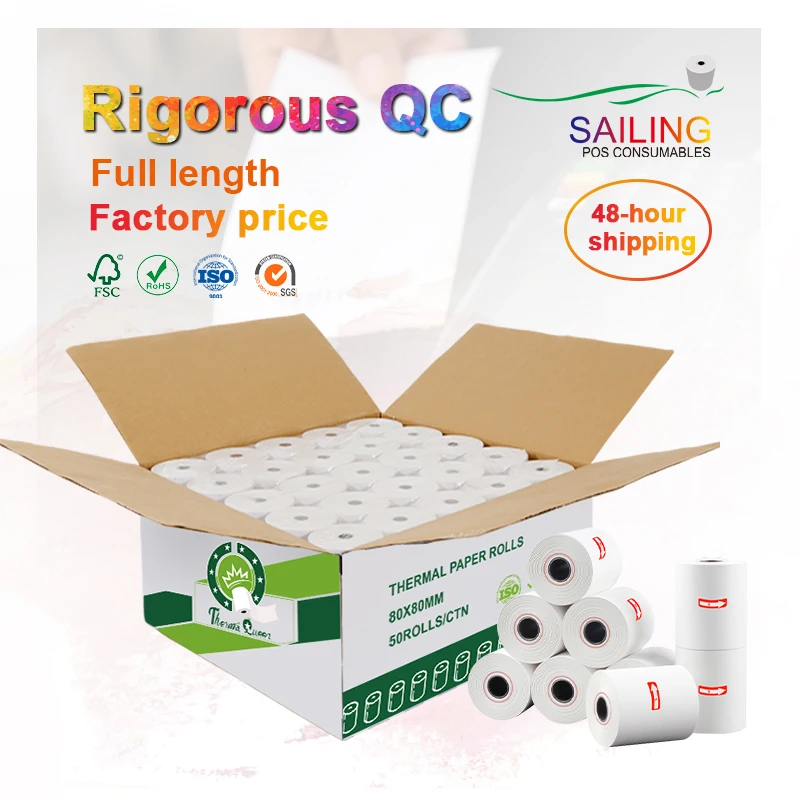 Sailing Best Price Custom 8*8 100Mmx150Mm 100Gsm 22 Mm 3X 3 10*15 2*2 57X22 Thermal Printer Paper 100Mm