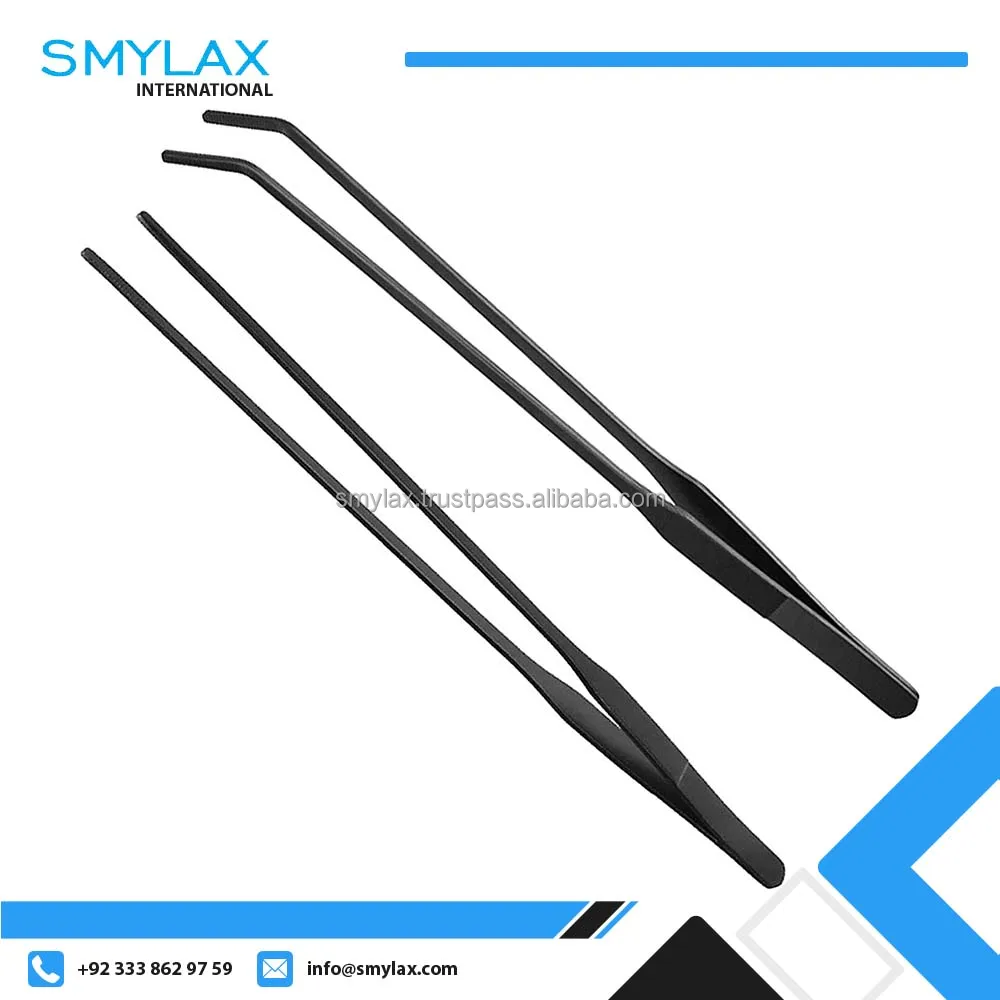 Black Aquarium Tweezers Set Stainless Steel Straight And Curved