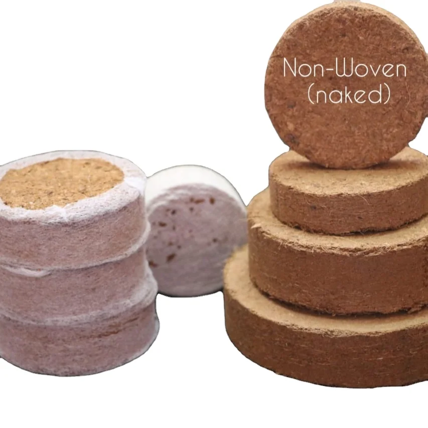 ROUND COCO PEAT DISC for SEED GERMINATION - SEED STARTER SOIL PLUGS - SEEDLINGS INDOORS - KITCHEN GARDENING