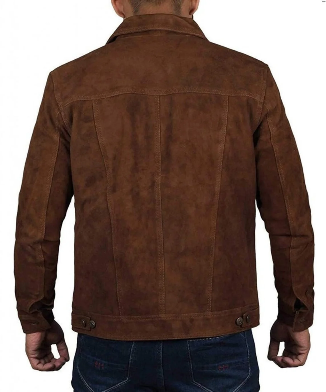 Men Suede Trucker Jacket, Real Suede Leather Scully Western Shirt, Tan Trucker Cowboy Shirt Wholesale