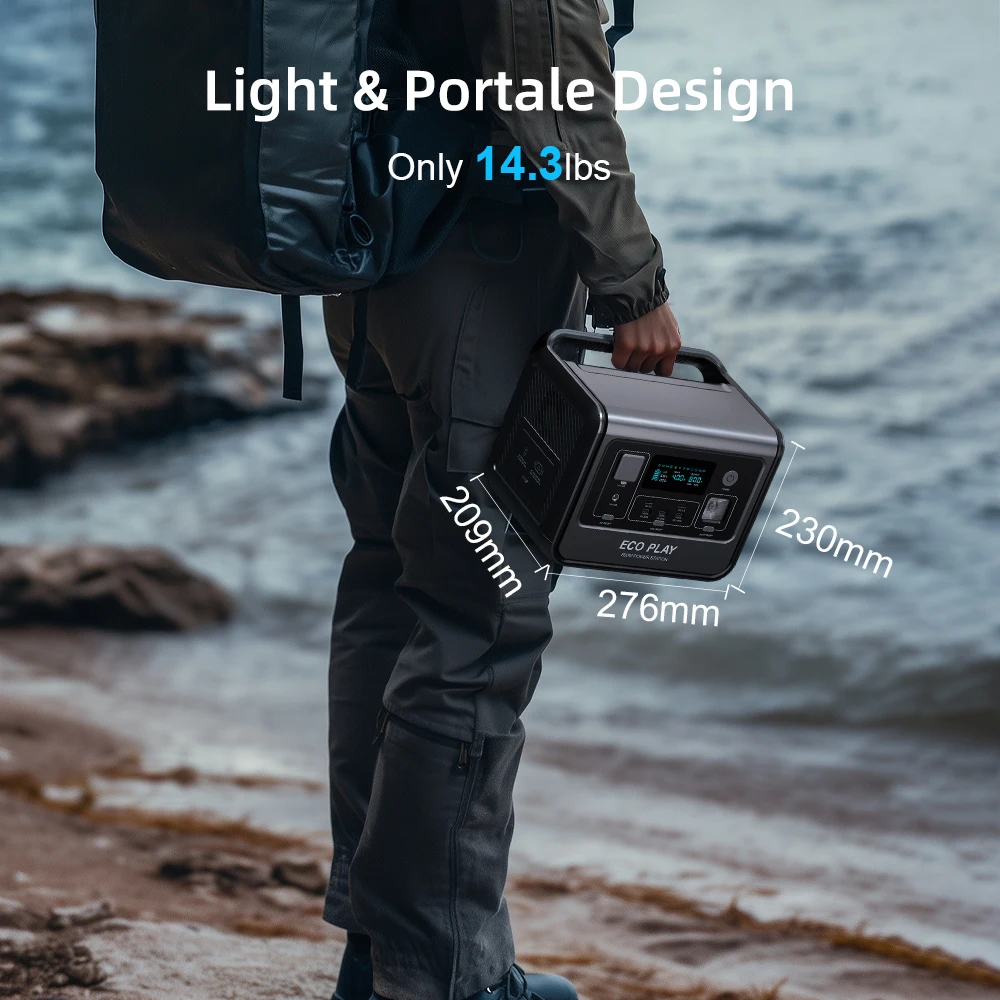 Portable Power Station 220V 100V 512Wh 800W Solar Panel Car MPPT Flashlight Cigar Lighter