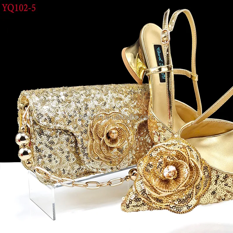 YQ102   Italian Shoe With Matching Bag for Party With Stones Wedding Shoes and Bag Set High Quality Women  Blue Color PU Leather