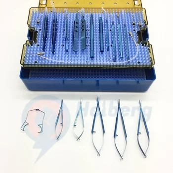Cataract Set Titanium Ophthalmic forceps needle holder sterilization tray case