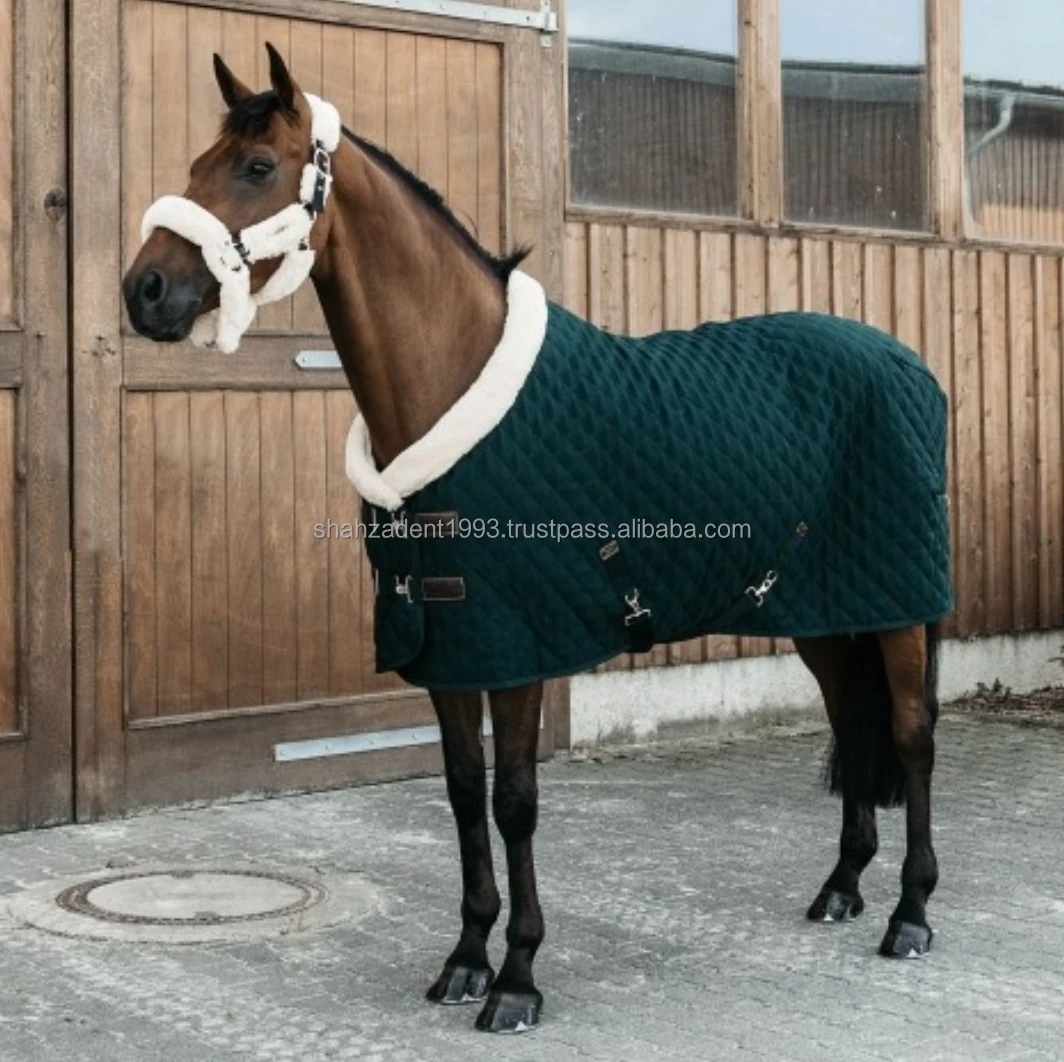 Pine Green Quilted Horse Rug/blanket With Fur Equestrian Buy