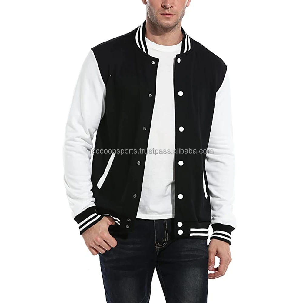 Customized Varsity Jacket Hoodie Solid Black Letterman Hoodie Jacket ...