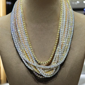 High Quality Custom 925 Sterling Silver Rhodium/Gold Plated 4mm Square Women's Tennis Cuban Chain VVS Moissanite Certified