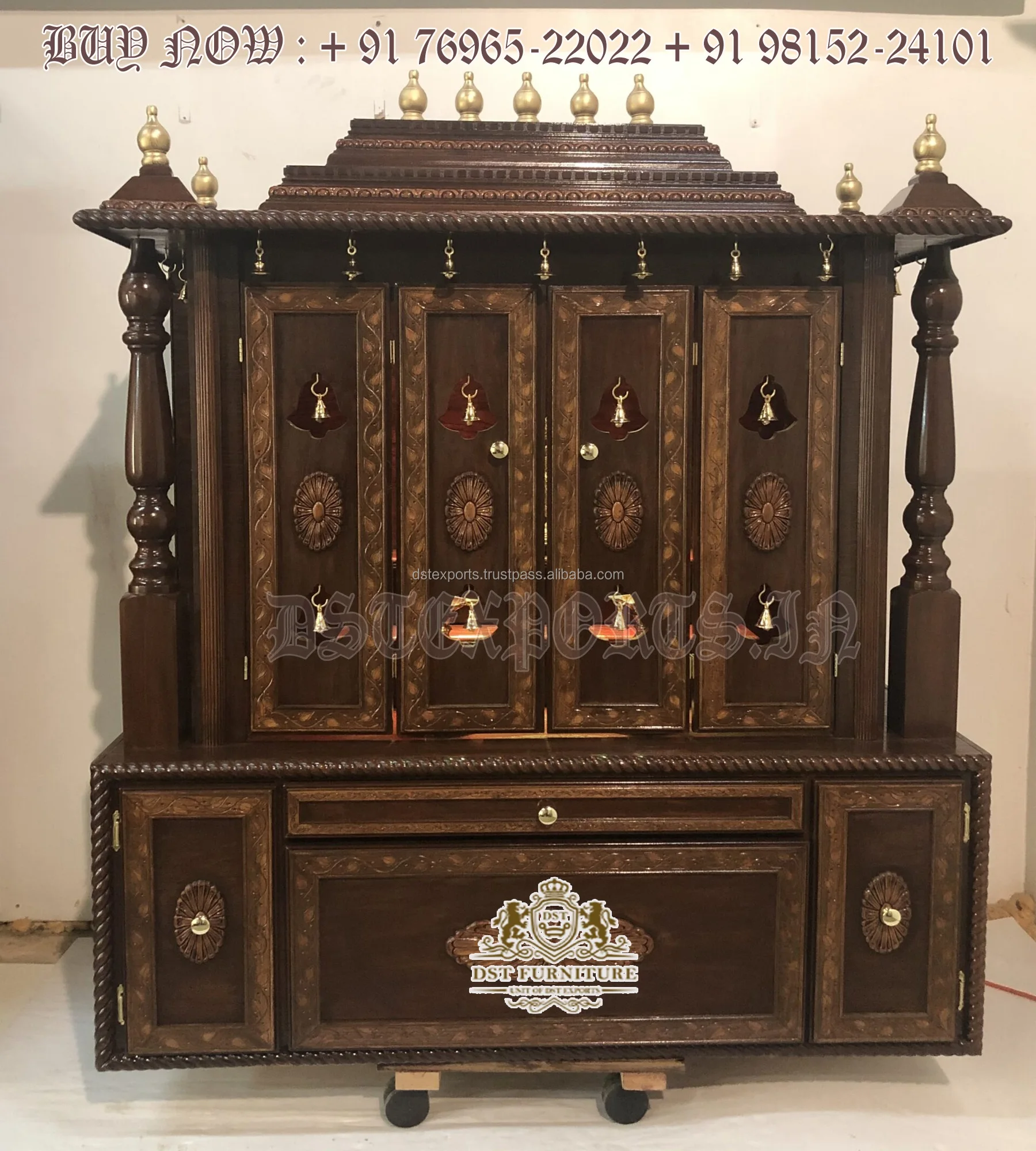 Large Size Pooja Mandirs For Home Big Home Temple With Storage Cabinets ...